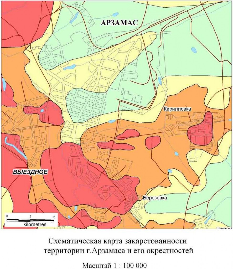 Карта карстоопасности нижнего новгорода